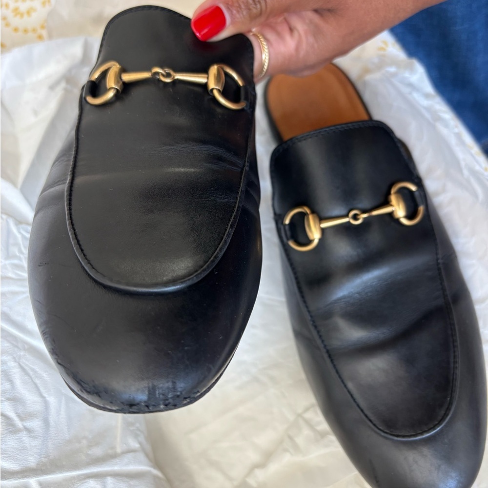 Gucci Black Leather Horsebit Loafers with - Picture 3 of 6